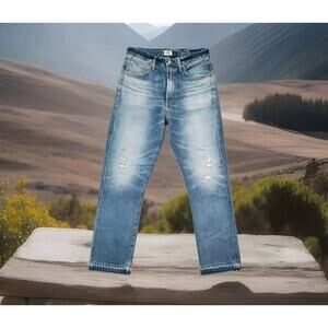 Citizens Of Humanity $277 Dree Croped High Rise Slim Straight Jean Raw Hems 25